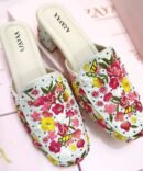 Gulzaar multicolor floral handcrafted heels by Azayaa
