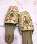 Meher pastel floral handcrafted heels by Azayaa
